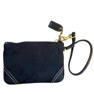 Black & Gold Coach Signature Canvas Wristlet